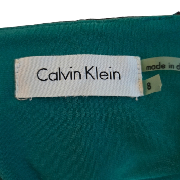 Calvin Klein Turquoise V Neck Long Sleeve Midi Dress Size 8 - Picture 3 of 3